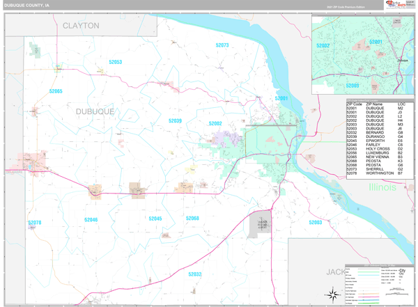 Dubuque County, Ia Wall Map Premium Style By Marketmaps