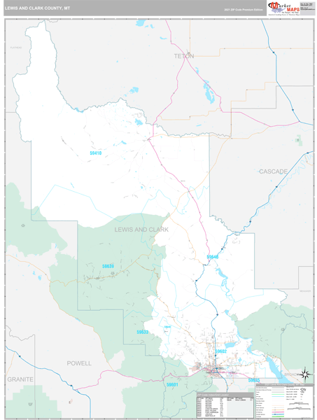 Lewis And Clark County, MT Wall Map | ubicaciondepersonas.cdmx.gob.mx