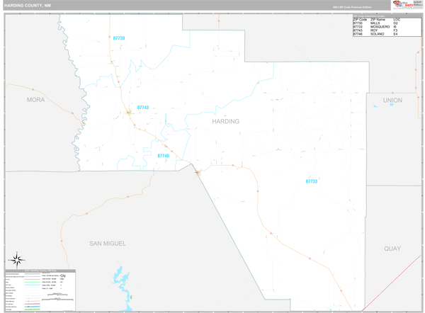 Harding County, NM Wall Map Premium Style by MarketMAPS