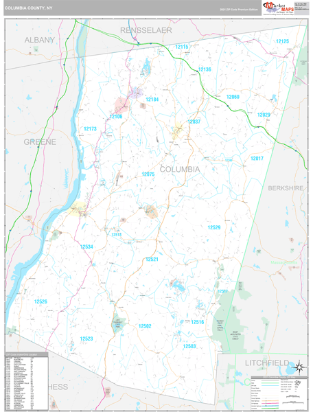 Columbia County, NY Wall Map Premium Style by MarketMAPS