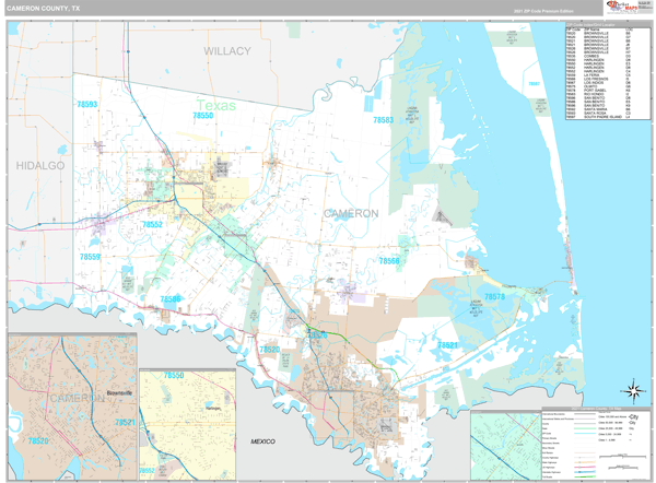 Cameron County, TX Wall Map Premium Style by MarketMAPS