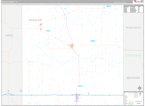 Wheeler County, TX Wall Map Premium Style by MarketMAPS