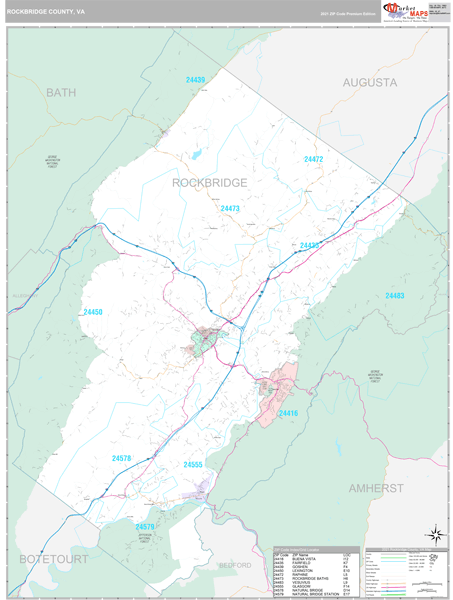 Rockbridge County, VA Wall Map Premium Style by MarketMAPS