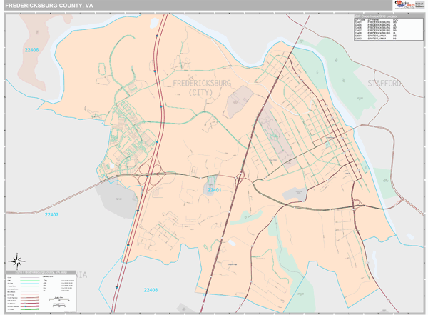 Fredericksburg County Va Wall Map Color Cast Style By - vrogue.co