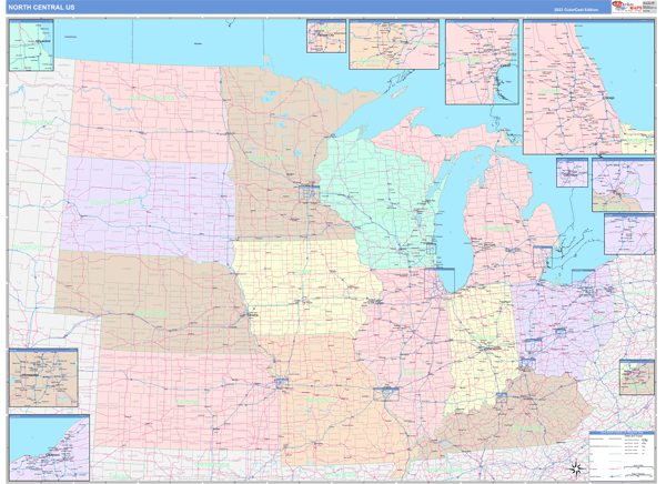 US North Central 2 Regional Wall Map