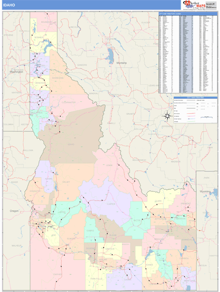 Idaho Wall Map Color Cast Style By Marketmaps 0609