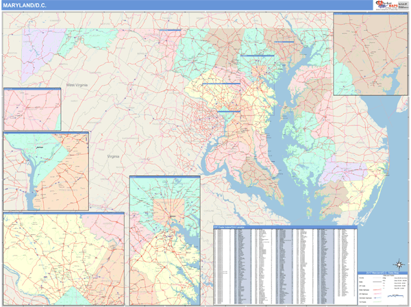 Maryland Wall Map With Roads By Map Resources Mapsale 6292