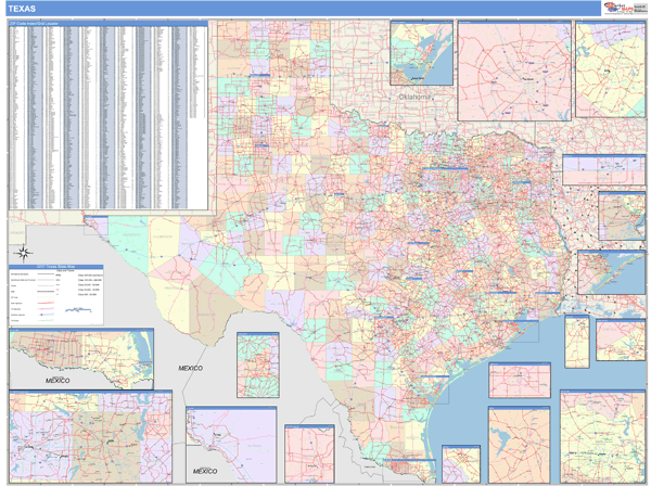 Texas Wall Map Color Cast Style By Marketmaps 7111