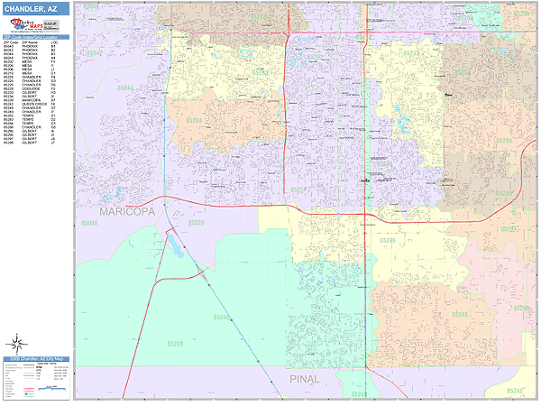 Chandler Arizona Wall Map (Color Cast Style) by MarketMAPS