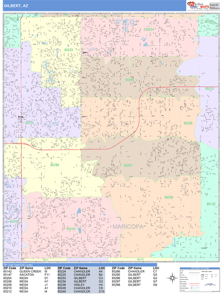 Gilbert Arizona Wall Map Color Cast Style By Marketmaps | Images and ...