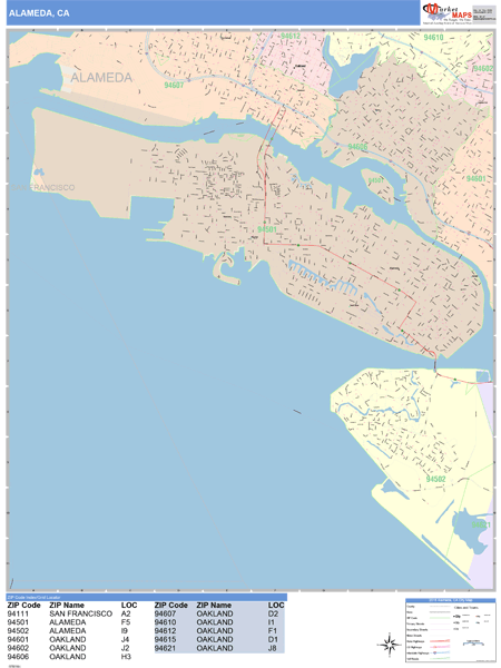 Alameda California Wall Map (Color Cast Style) by MarketMAPS