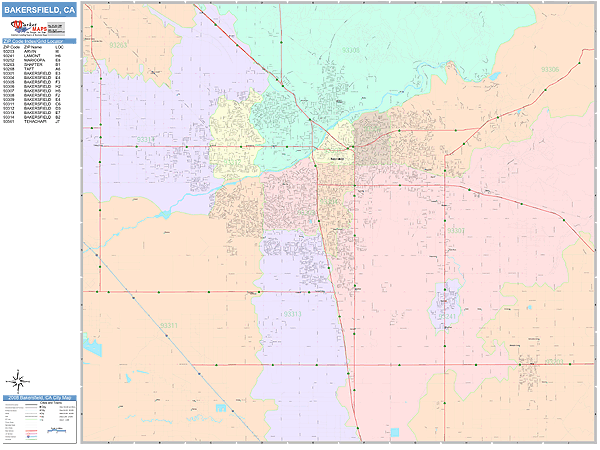 Bakersfield California Wall Map Color Cast Style By M - vrogue.co