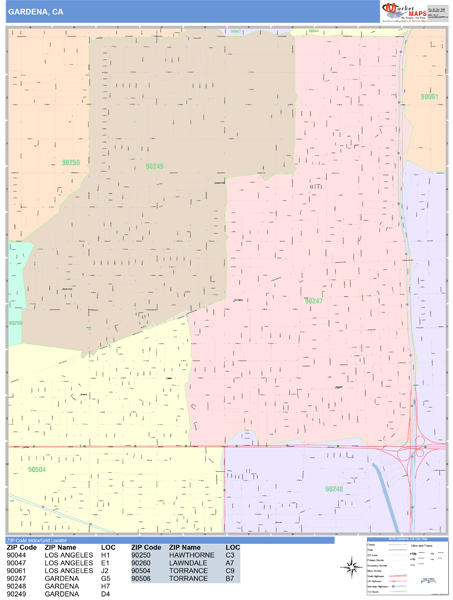 Gardena California Wall Map (Color Cast Style) by MarketMAPS