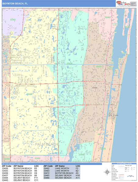 Boynton Beach Florida Wall Map (Color Cast Style) by MarketMAPS