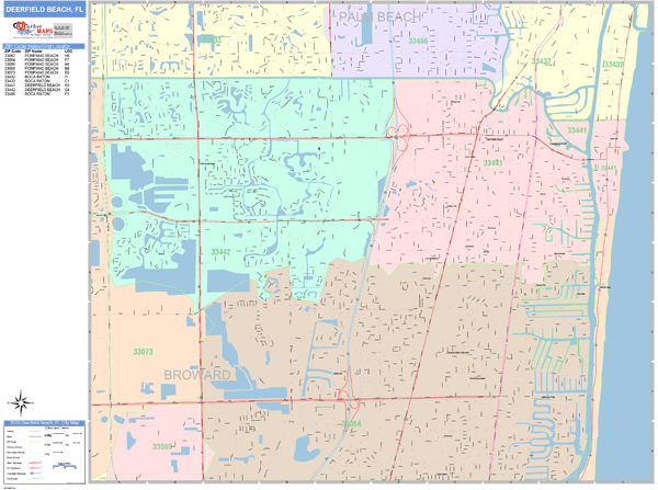 Deerfield Beach Florida Wall Map (Color Cast Style) by MarketMAPS