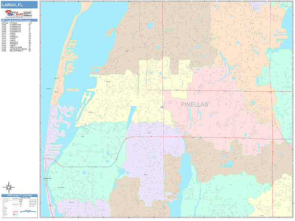 Largo Florida Wall Map (Color Cast Style) by MarketMAPS