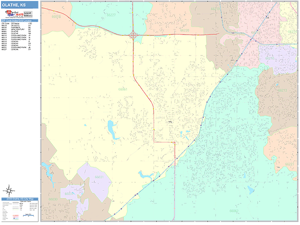 Olathe Kansas Wall Map (Color Cast Style) by MarketMAPS