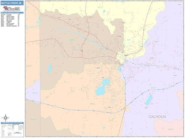 Battle Creek Michigan Wall Map Color Cast Style By MarketMAPS   MIbattlecreek 