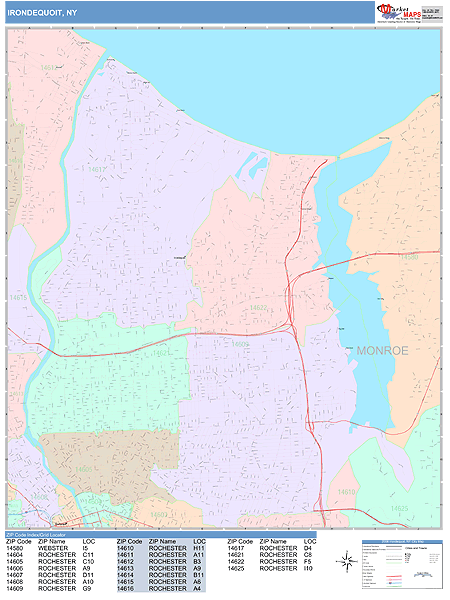 Irondequoit New York Wall Map (color Cast Style) By Marketmaps