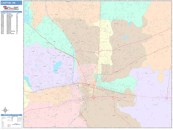 Canton Ohio Wall Map (Color Cast Style) by MarketMAPS