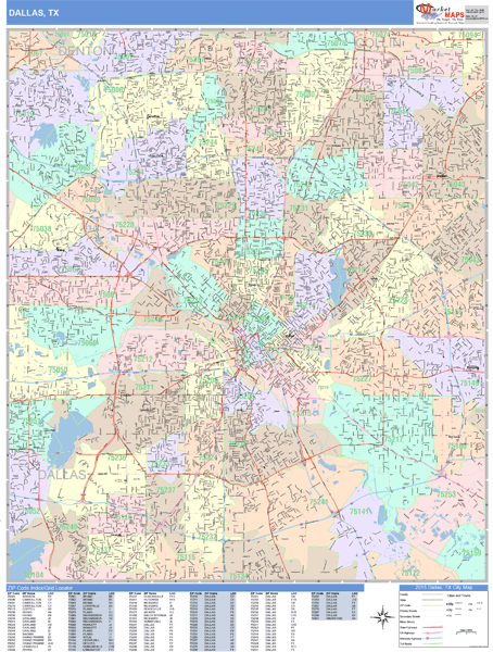 Dallas Texas Wall Map (Color Cast Style) by MarketMAPS