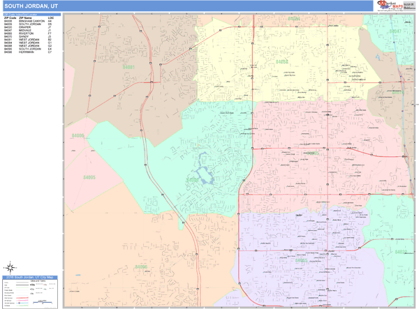 South Jordan Utah Wall Map (Color Cast Style) by MarketMAPS