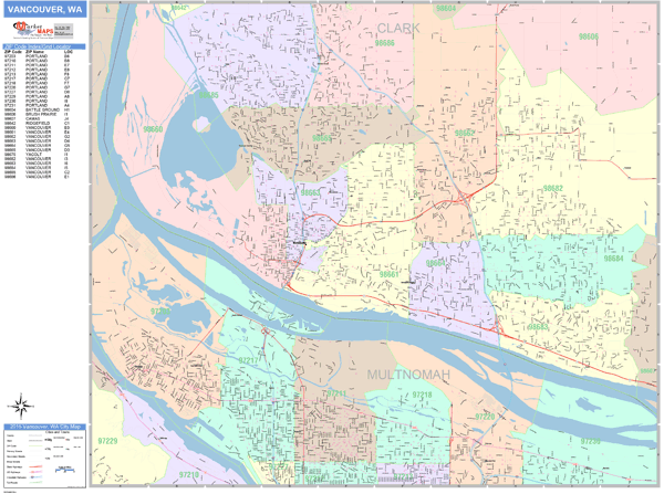 Vancouver Washington Wall Map (color Cast Style) By Marketmaps