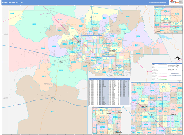 maricopa-county-az-wall-map-color-cast-style-by-marketmaps