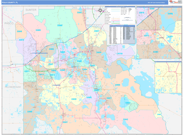 Polk County Fl Wall Map Color Cast Style By Marketmaps