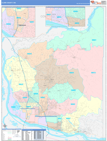 Clark County, Wa Wall Map Color Cast Style By Marketmaps