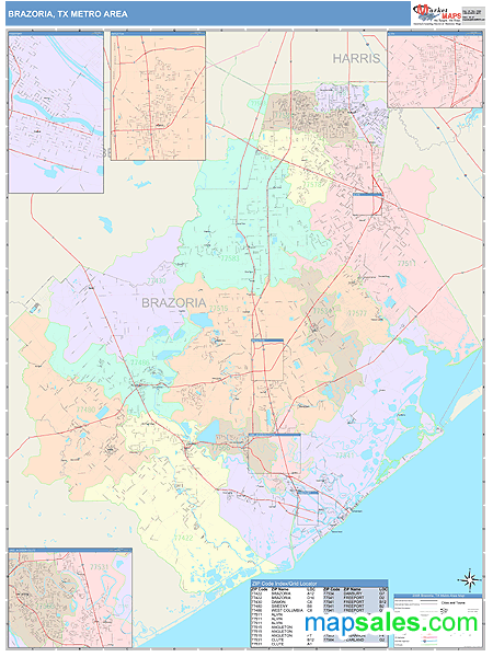 Brazoria Metro Area Tx Zip Code Map Premium Style - vrogue.co