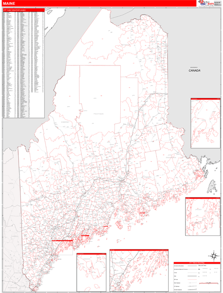 Maine Zip Code Wall Map Basic Style By Marketmaps Map - vrogue.co