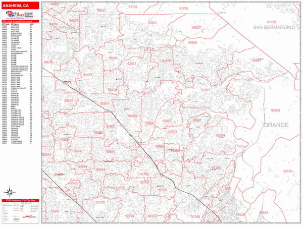 Anaheim. Zip Code Map