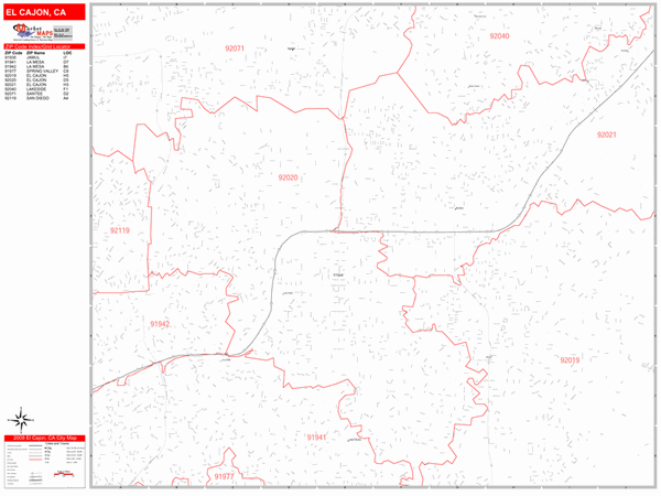 El Cajon Zip Code Map