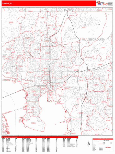 tampa-florida-zip-code-wall-map-red-line-style-by-marketmaps