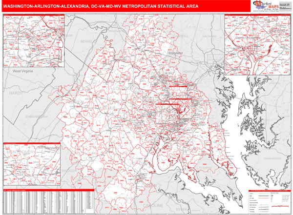 Washington Arlington Alexandria Dc Metro Area Wall Map Red Line Style By Marketmaps 2791