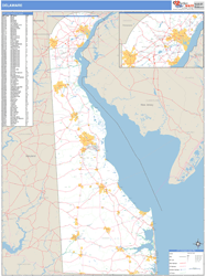 Delaware Zip Code Wall Map Basic Style by MarketMAPS