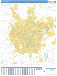 San Antonio Texas Zip Code Wall Map (Basic Style) by MarketMAPS