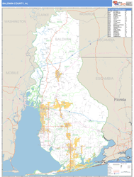 Baldwin County, AL Zip Code Wall Map Basic Style by MarketMAPS