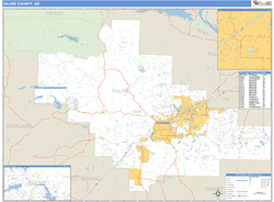 Saline County, AR Zip Code Wall Map Basic Style by MarketMAPS