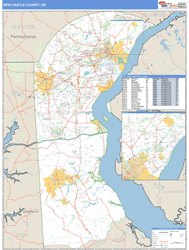 New Castle County, DE Zip Code Wall Map Basic Style by MarketMAPS