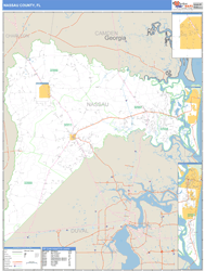 Nassau County, FL Zip Code Wall Map Basic Style by MarketMAPS