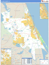 Volusia County, FL Zip Code Wall Map Basic Style by MarketMAPS