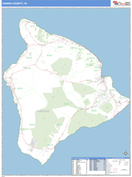 Hawaii County, HI Zip Code Wall Map Basic Style by MarketMAPS