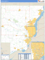 Peoria County, IL Zip Code Wall Map Basic Style by MarketMAPS