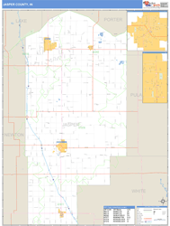 Jasper County, IN Wall Map Basic Style by MarketMAPS