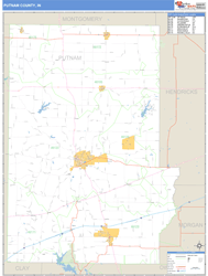 Putnam County, IN Zip Code Wall Map Basic Style by MarketMAPS