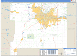 St. Joseph County, IN Wall Map Basic Style by MarketMAPS