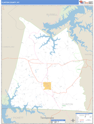 Clinton County, KY Wall Map Basic Style by MarketMAPS