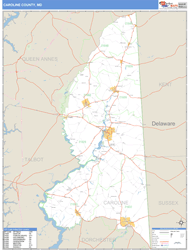 Caroline County, MD Wall Map Basic Style by MarketMAPS